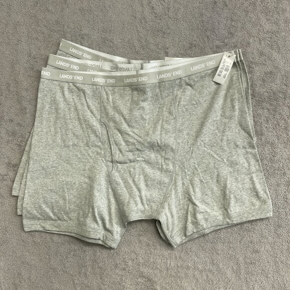 NEW Lands' End Men's XXL 3-Pack Boxer Briefs Gray Heather Cotton - Picture 1 of 7